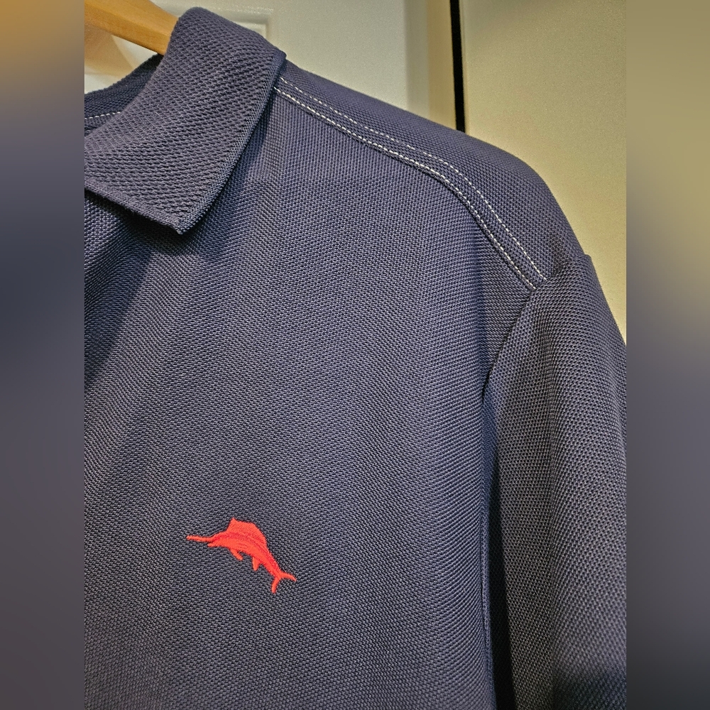 TOMMY BAHAMA Emfielder Island Zone Polo Navy Blue MEDIUM Short Sleeve - Picture 8 of 12